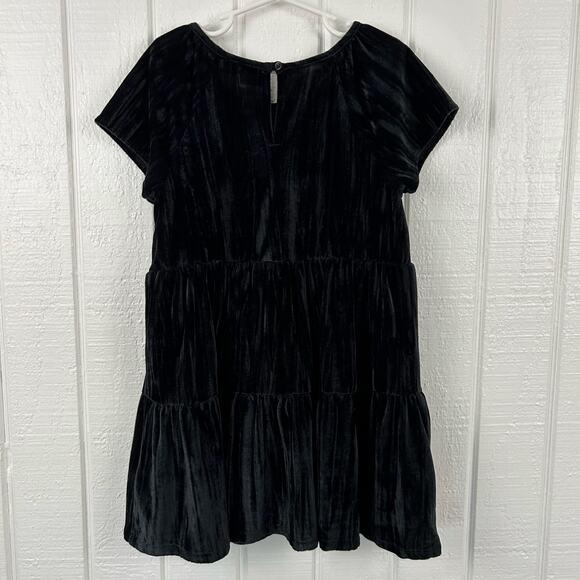 Gap Kids Short Sleeve Tiered Velvet Dress Party Holiday Black Girls Size Small - Picture 5 of 7
